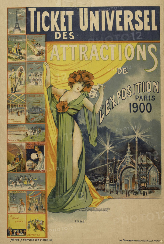 The universal admission ticket for attractions at the 1900 Universal Exhibition in Paris, 1900. Creator: Chapellier, Philippe (active End of 18th - Early 20th cen.).