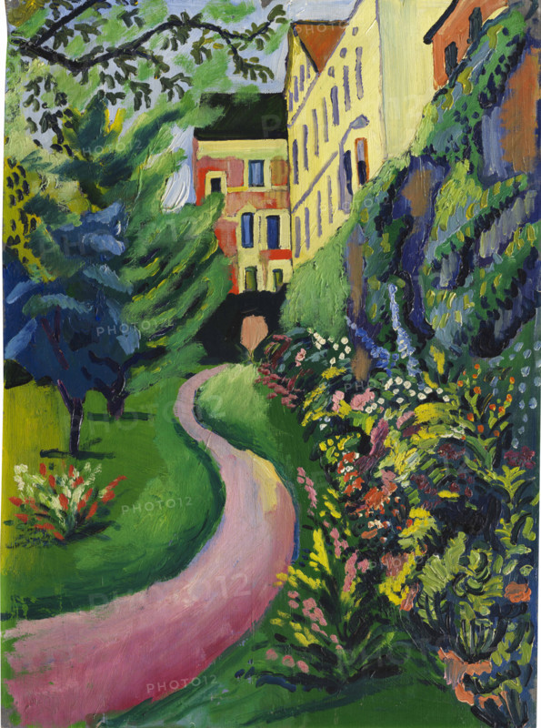 Our garden with flowering borders, 1912. Creator: Macke, August (1887-1914).