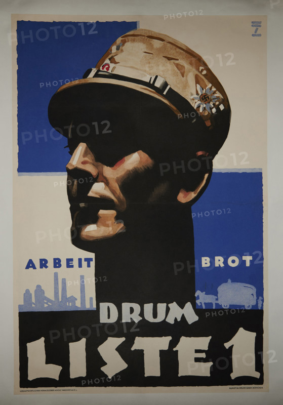 Work, Bread  - therefore List No. 1, 1932. Creator: Hohlwein, Ludwig (1874-1949).