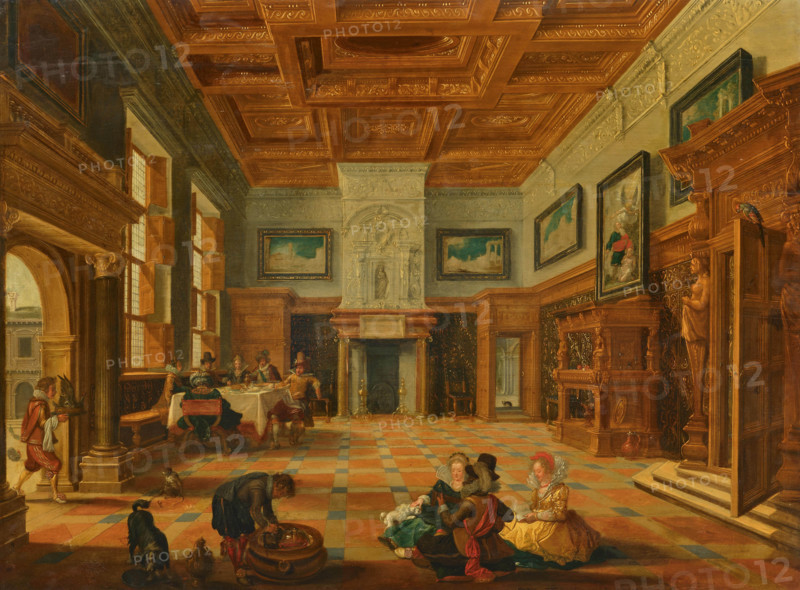 Interior with an elegant gathering, First Half of 17th century. Creator: Bassen, Bartholomeus Corneliszoon van (1590-1652).