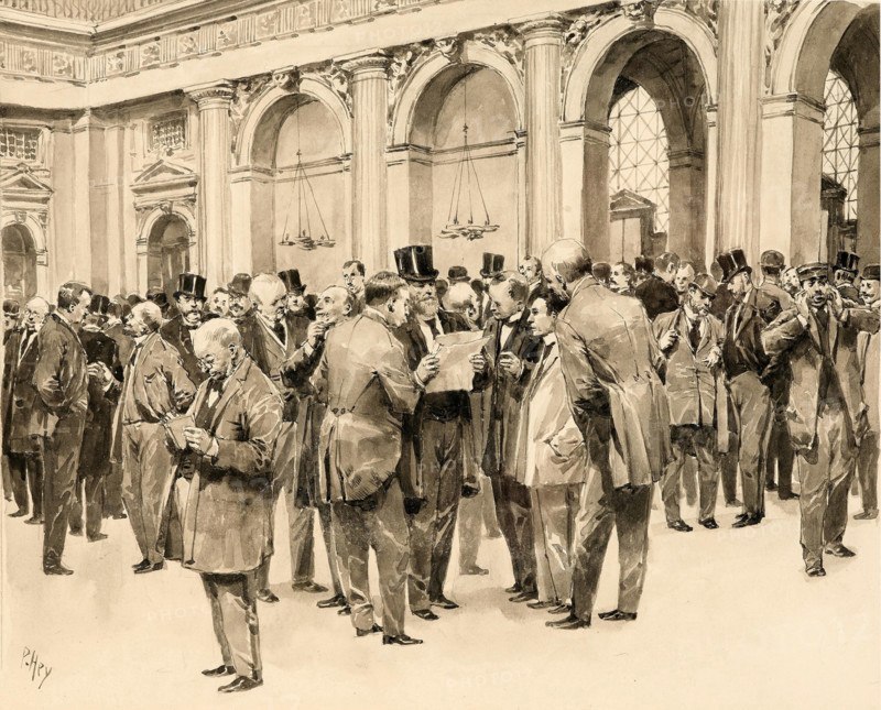 In the trading hall of the Vienna Stock Exchange. Creator: Hey, Paul (1867-1952).