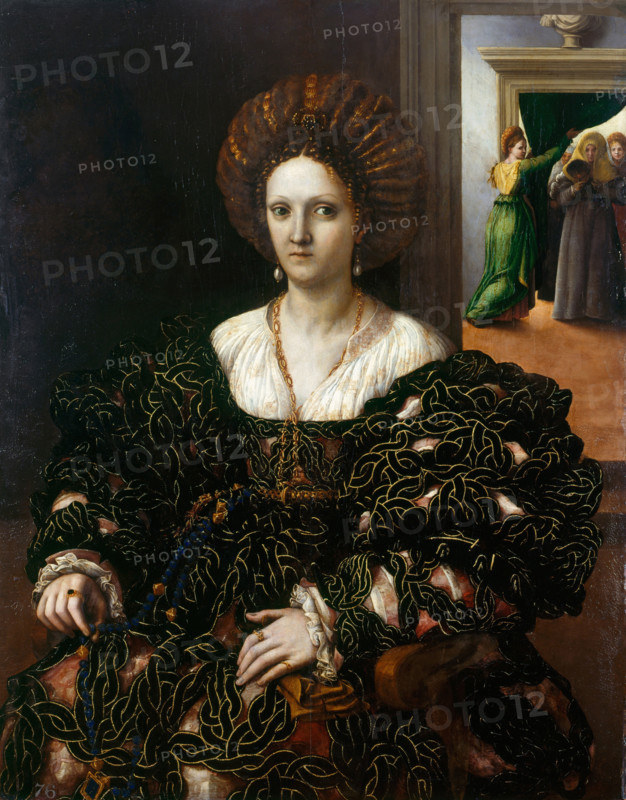 Portrait of Margaret Paleologa (1510-1566), Marquise of Montferrat and  Duchess of Mantua, c1531. Creator: Romano, Giulio (1499-1546).