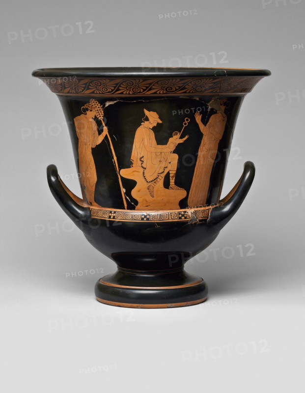 Red-figure krater with Hermes, Dionysus and Nymphs, 460-450 BC. Creator: Master of Villa Julia (active 460 BC-450 BC).
