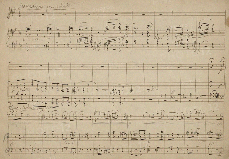 Autograph manuscript of the Variations on a Rococo Theme in A major, Opus 33, 1877. Creator: Tchaikovsky, Pyotr Ilyich (1840-1893).