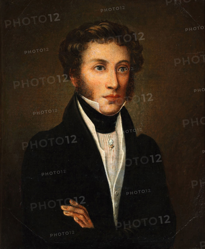 Portrait of the poet Alexander Sergeyevich Pushkin (1799-1837), c1845. Creator: Anonymous.