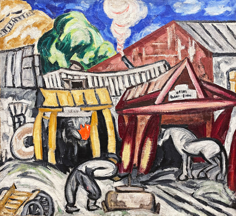 A Forge, 1911-1912. Creator: Rozanova, Olga Vladimirovna (1886-1918).