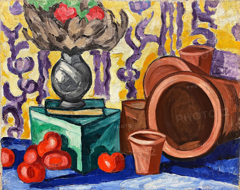 Still life with tomatoes, 1910-1911. Creator: Rozanova, Olga Vladimirovna (1886-1918).