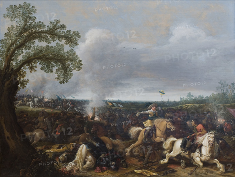 King Gustav II Adolf of Sweden (1594-1632) at the Battle of Lützen on 16 November 1632, 1634. Creator: Asselijn, Jan (ca 1610-1652).