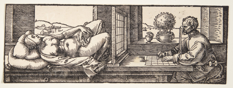 Draughtsman Drawing a Reclining Nude, 1525. Creator: Dürer, Albrecht (1471-1528).