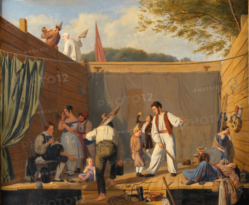 Group of Tightrope Walkers just before a Performance, 1840-1841. Creator: Friedlænder, Julius (1810-1861).