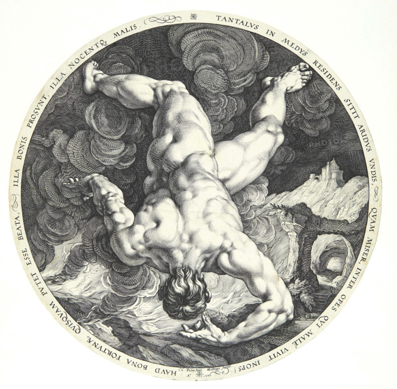 The Four Disgracers: Tantalus, 1588. Creator: Goltzius, Hendrick (1558-1617).