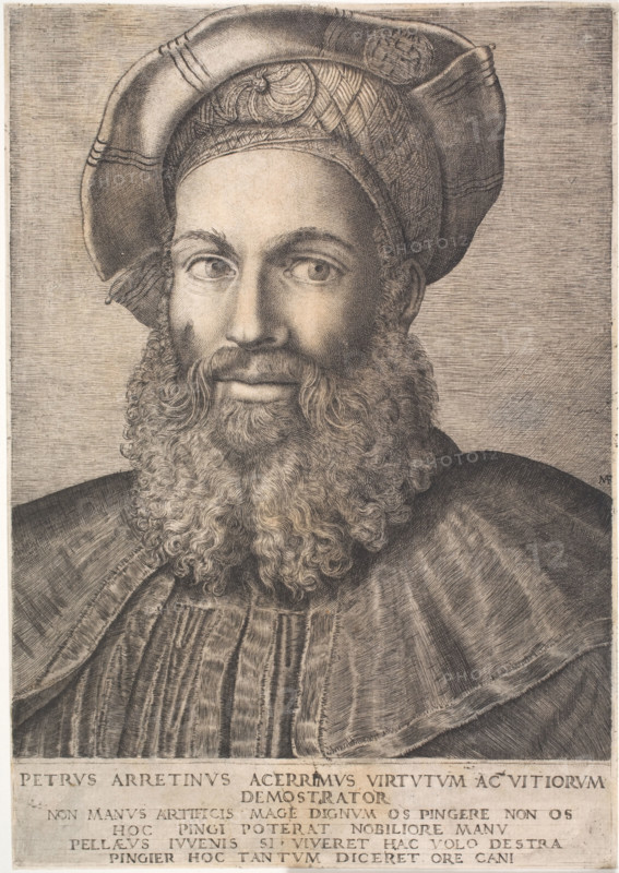 Portrait of Pietro Aretino, First quarter of 16th century. Creator: Raimondi, Marcantonio (c. 1480-c. 1534).