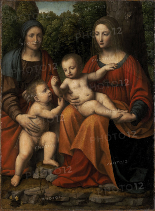 Madonna and Child with Saint Elisabeth and the Infant Saint John, 1515-1520. Creator: Luini, Bernardino (ca. 1480-1532).