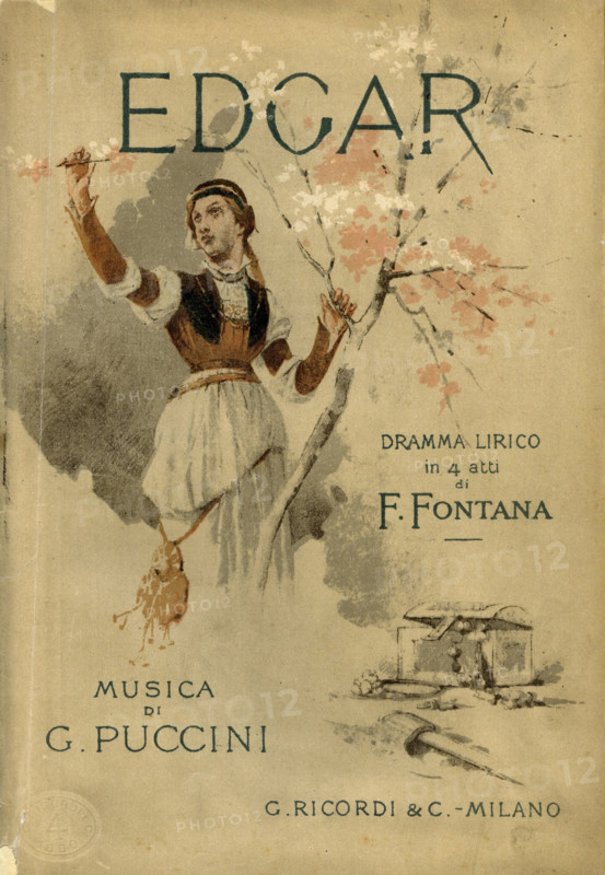 Cover of the libretto for the opera "Edgar" by Giacomo Puccini, 1888. Creator: Zuccarelli, Giovanni (1846-1897).