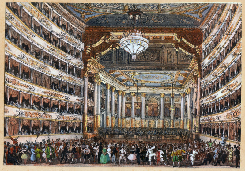 Teatro alla Scala during a carnival party, Early 19th century. Creator: Anonymous.