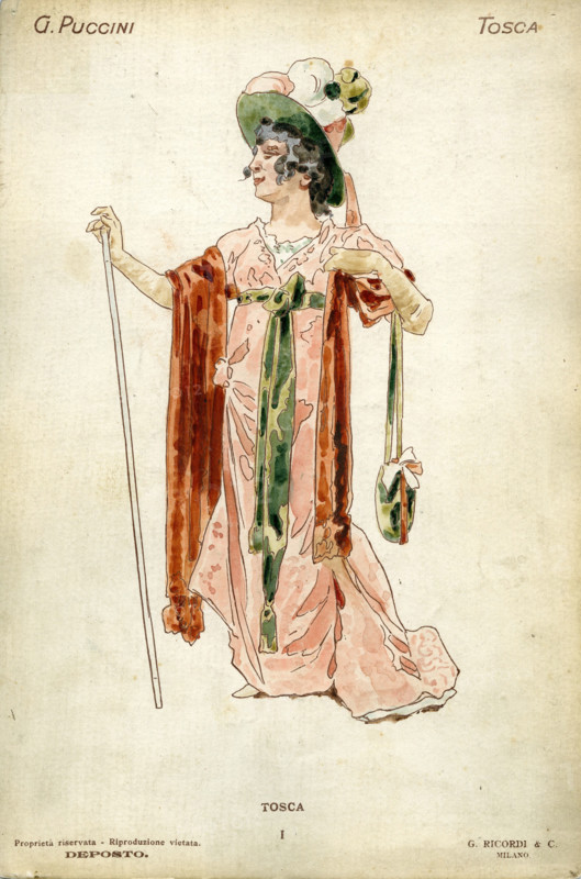 Costume design for the opera Tosca by Giacomo Puccini, 1900. Creator: Hohenstein, Adolfo (1854-1928).