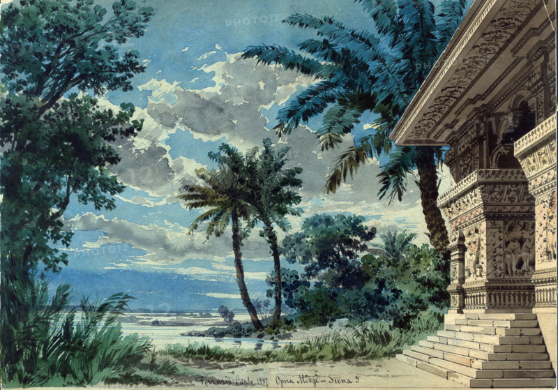 Stage design for the opera "Medgè" by Spyridon Samaras, 1888. Creator: Ferrario, Carlo (1833-1907).
