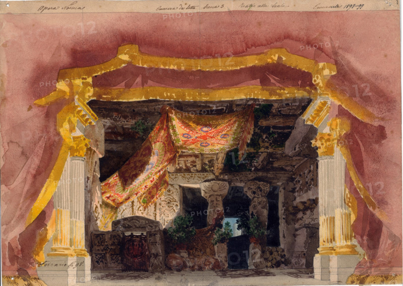 Stage design for the opera Les Huguenots by Giacomo Meyerbeer , 1899. Creator: Ferrario, Carlo (1833-1907).