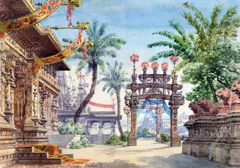 Stage design for the opera "Medgè" by Spyridon Samaras, 1888. Creator: Ferrario, Carlo (1833-1907).