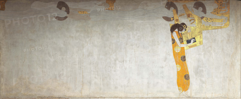 The Beethoven Frieze: "The Longing for Happiness Finds Appeasement in Poetry", Panel 7, 1901. Creator: Klimt, Gustav (1862-1918).