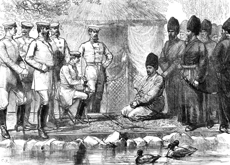 Interview between General Kaufmann and the Khan of Khiva, 1874. Creator: Unknown.