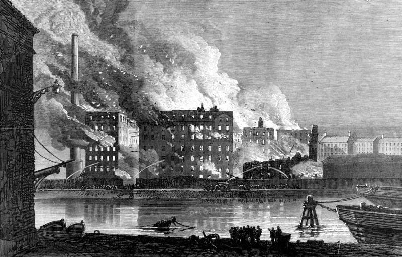 Burning of Messrs. A. and P. Tod's flour mills, Leith, 1874. Creator: Unknown.