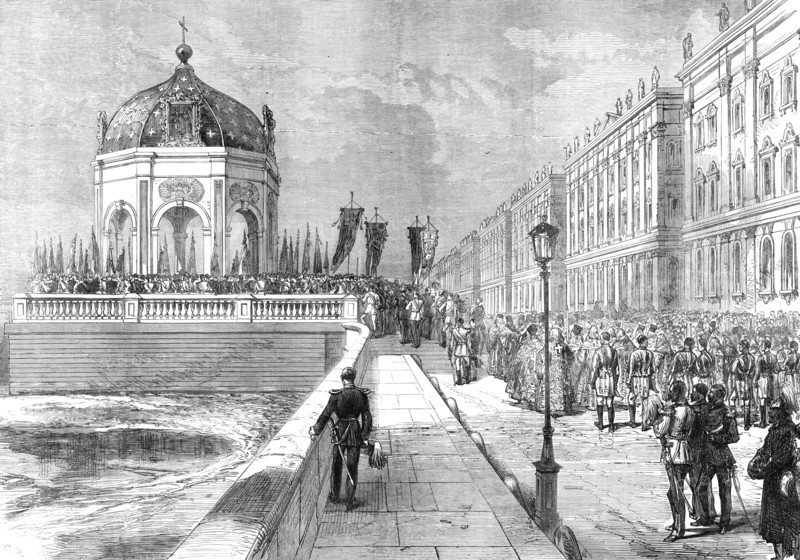 Blessing the Neva at St. Petersburg, from a sketch by our special artist, 1874. Creator: C. R..