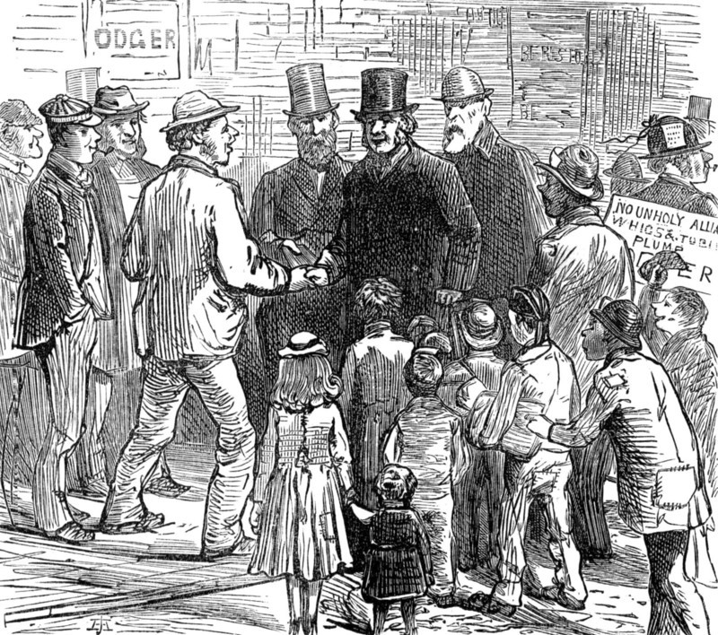 Metropolitan Boroughs election sketches: the working-man's friend, 1874. Creator: Unknown.