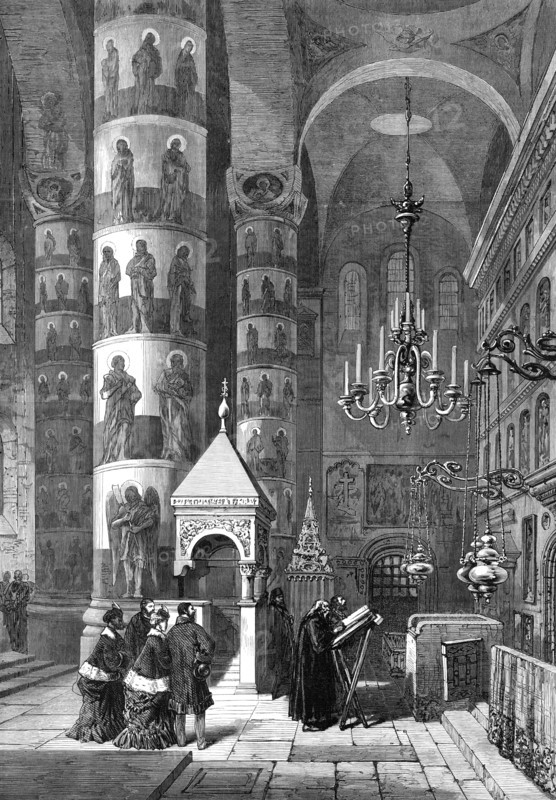 The Royal Marriage in Russia: the Church of the Assumption, Moscow..., 1874. Creator: Unknown.
