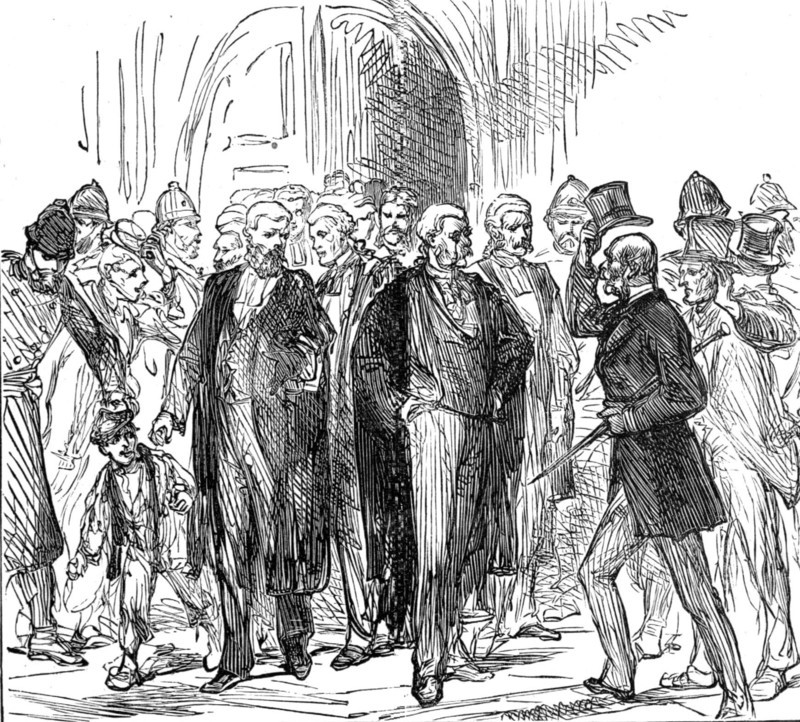 The End of the Tichborne Trial: "How has it gone, Sir?", 1874. Creator: Unknown.