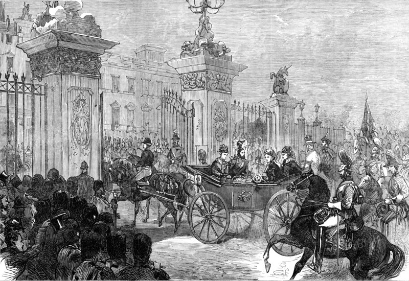 The Royal Entry into London: the procession at Buckingham Palace, 1874. Creator: Unknown.