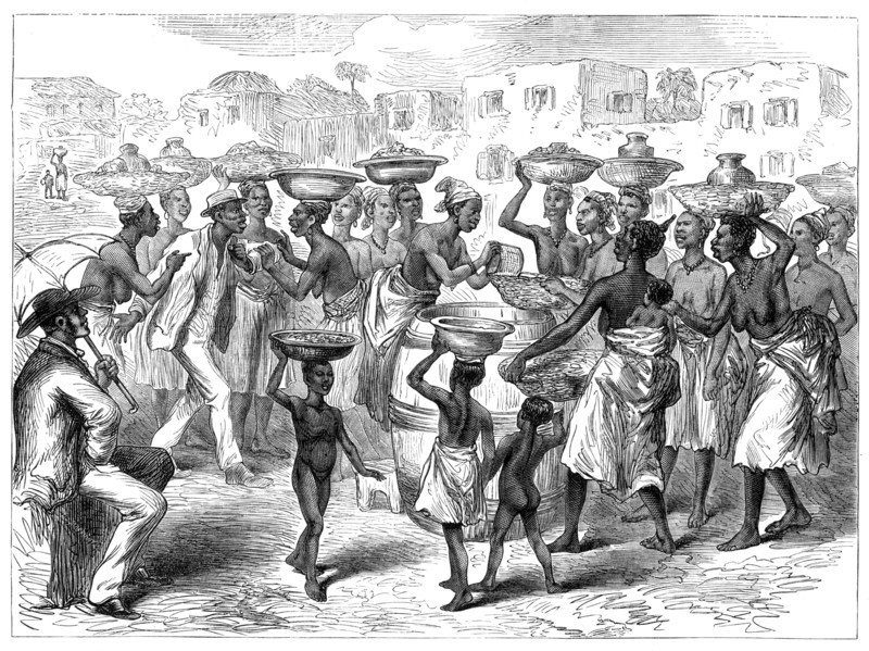 The Ashantee War: selling Indian corn in the streets of Cape Coast Castle, 1874. Creator: Unknown.