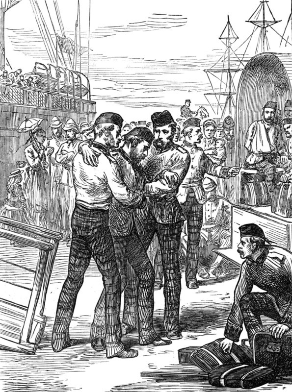 Return of troops from the Ashantee War: landing of the sick and wounded, 1874. Creator: Unknown.