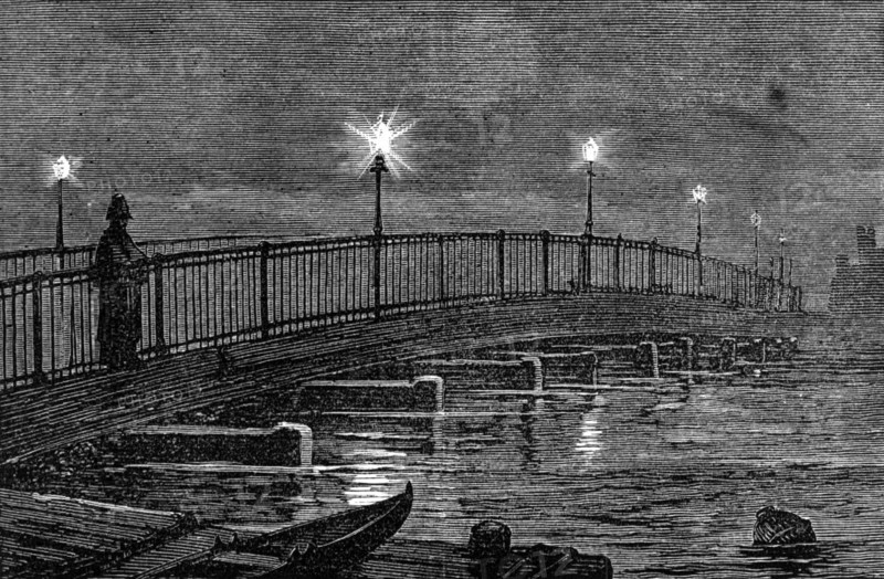 Battersea Bridge during the high tide of Friday last, 1874. Creator: Unknown.