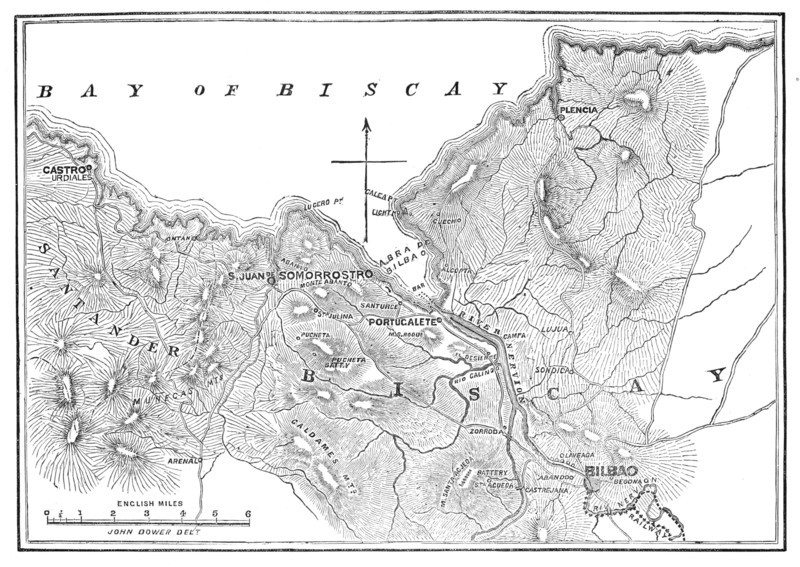 The Civil War in Spain: plan of Bilbao and Somorrostro, 1874. Creator: Unknown.