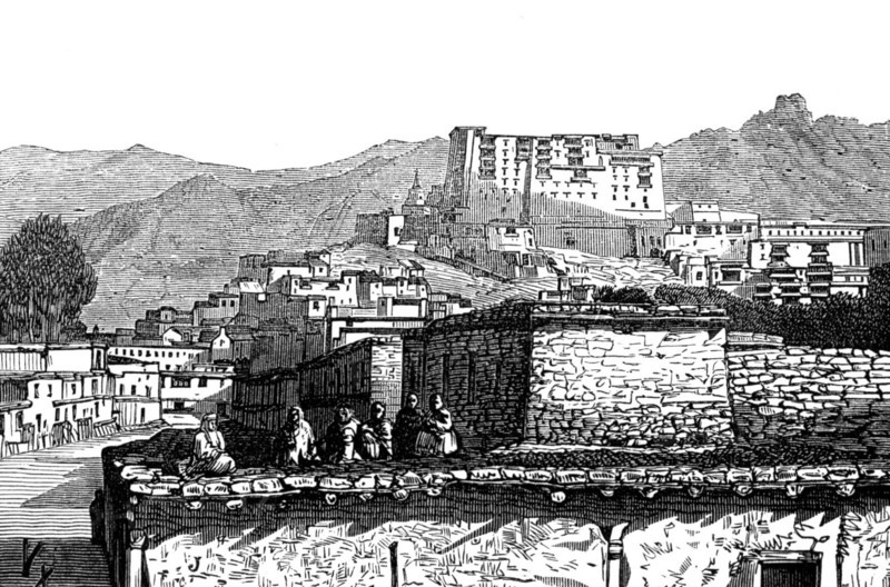 The Mission to Yarkund and Kashgar: Bazaar at Leh, Middle Thibet, 1874. Creator: Unknown.