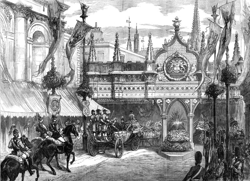 Visit of the Emperor of Russia to the City: arrival at Guildhall, 1874. Creator: Unknown.