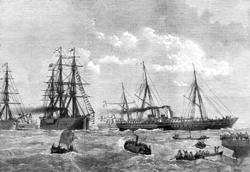 Departure of the Emperor of Russia in his yacht from Gravesend, 1874. Creator: Unknown.