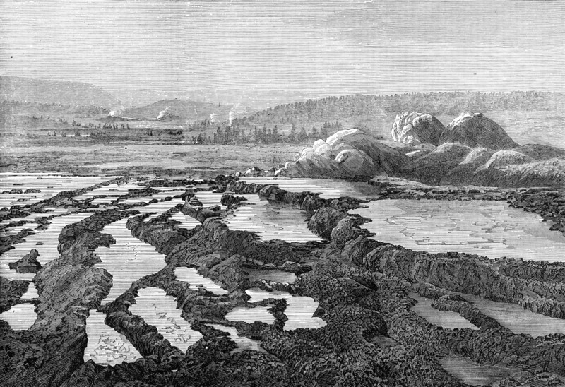 The Yellowstone Lake Region of North America: Upper Fire-Hole, From "Old Faithful", 1874. Creator: Unknown.