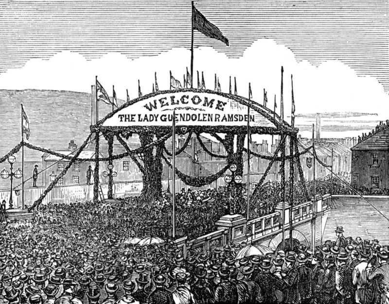 Opening of a new bridge at Huddersfield, 1874. Creator: Unknown.
