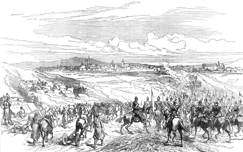 The Civil War in Spain: arrival of the Catalan Division at Vittoria, 1874.  Creator: Unknown.