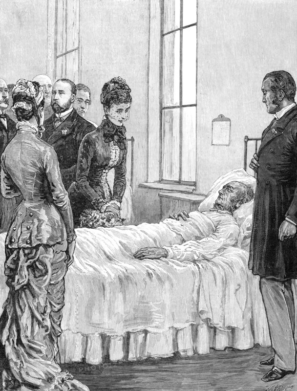 Opening the Marylebone Infirmary at Notting-Hill: the Princess of Wales visiting the patients, 1881. Creator: William James Palmer.