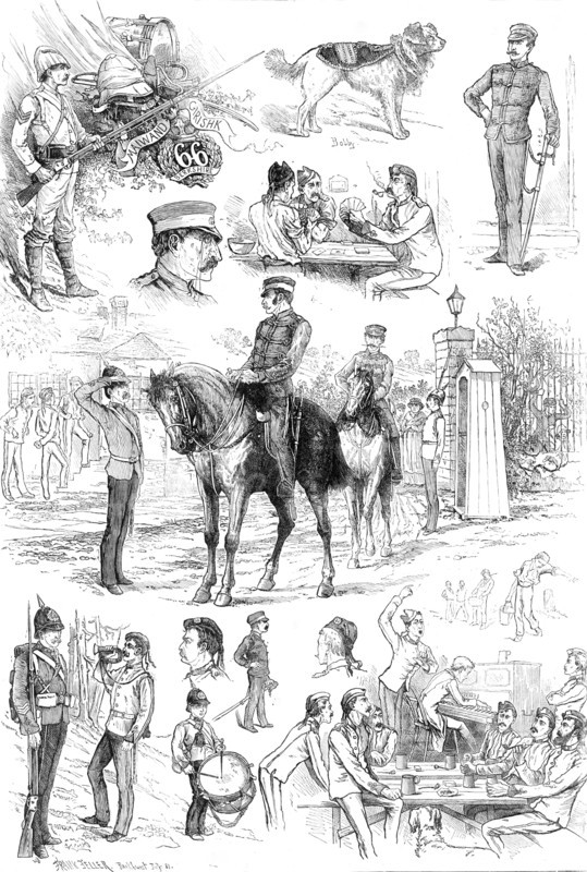 Sketches of the 66th (Berkshire) Regiment, 1881. Creator: Unknown.