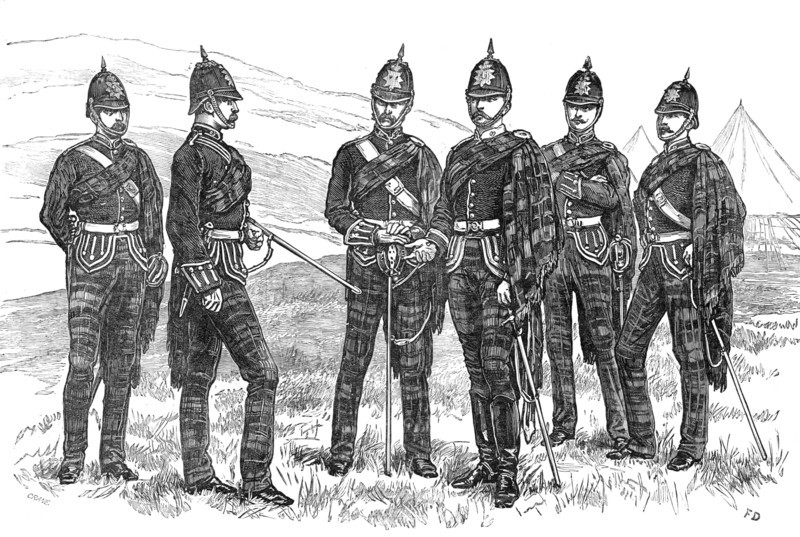 Review of the Scottish Volunteers: officers of the 1st Aberdeenshire Rifle Volunteers, 1881. Creator: Unknown.