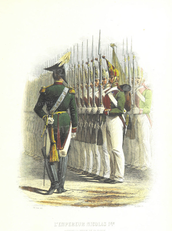 Emperor Nicholas I reviewing his guard, 1855.  Creators: Boyer, Charles-Amédée Colin.