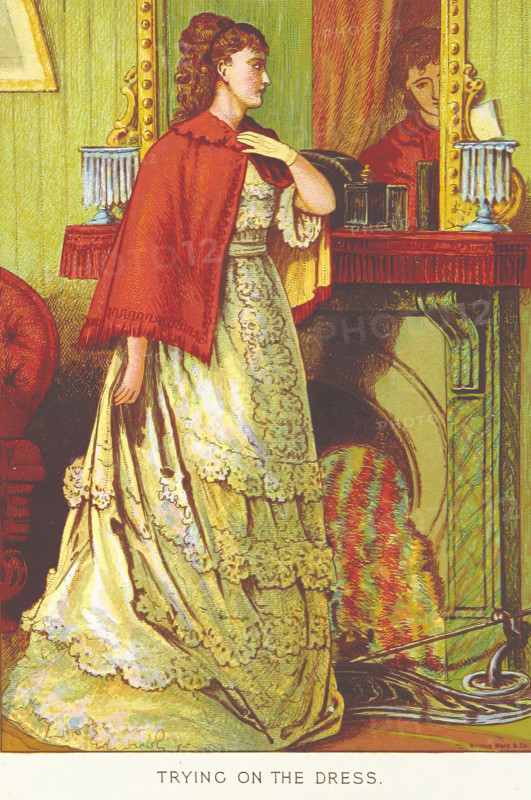 Trying on the dress, 1876.  Creator: Unknown.
