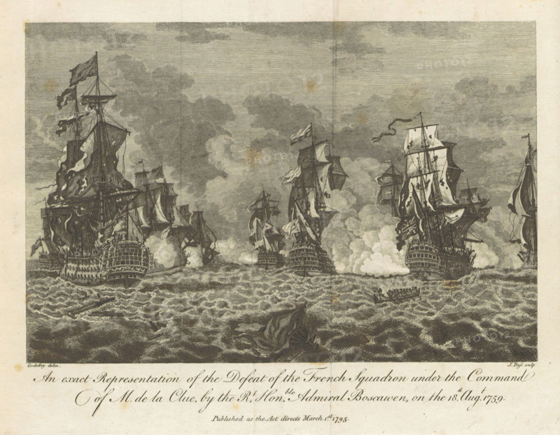 ...the Defeat of the French Squadron...by Admiral Boscawen, on the 18th Aug. 1759, (1800). Creator: J Pass.