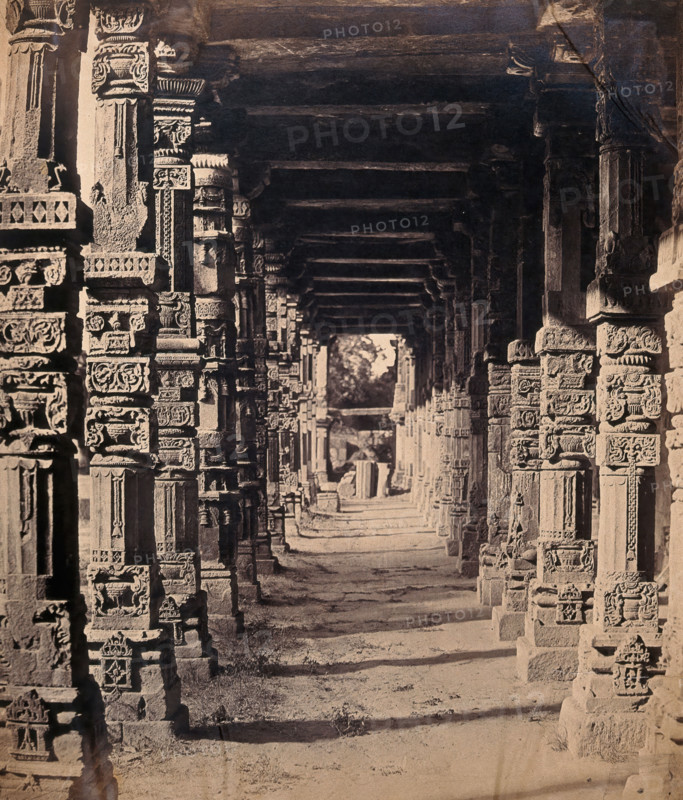 India: interior of the Hindu temple in the Kootub near Delhi, c1858. Creator: Felice Beato.