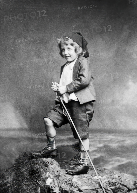 Leonard Schuster standing on a rock, facing left, 1893. Creators: Frank Meadow Sutcliffe, Arthur Schuster.