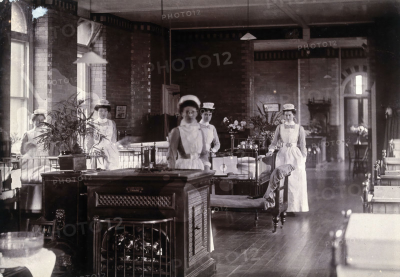 St Bartholomew's Hospital, London: nurses in a ward, c1908. Creator: Unknown.